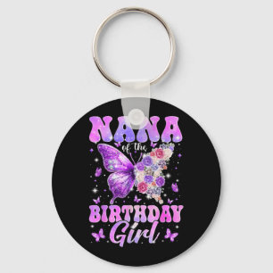 Nana of The Birthday Girl Butterfly Family Key Ring