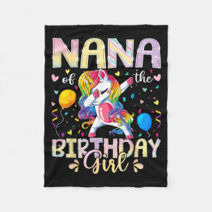 Nana of The Birthday Girl Unicorn Dabbing Party Fleece Blanket