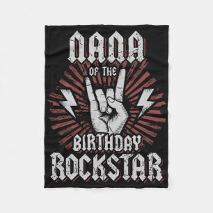 Nana Of The Birthday Rockstar Matching Rocker Rock Fleece Blanket