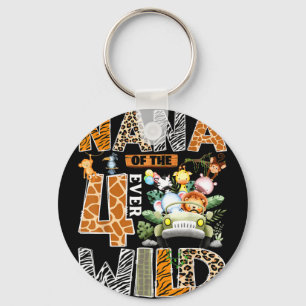 Nana of the four wild safari jungle 4th birthday key ring