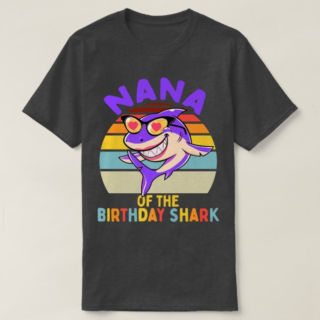 Nana of the Shark Birthday Matching Family T-Shirt (Design Front)