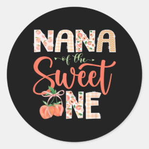 Nana of The Sweet One Peach 1st Birthday Girl Classic Round Sticker