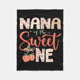 Nana of The Sweet One Peach 1st Birthday Girl Fleece Blanket