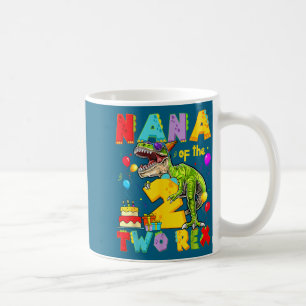 Nana of the two rex 2nd birthday boy dinosaur t-re coffee mug