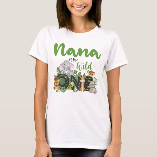 Nana of the Wild One Safari Animals matching T-Shirt (Front)