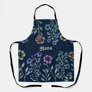 Nana or Personalised Floral Design Apron