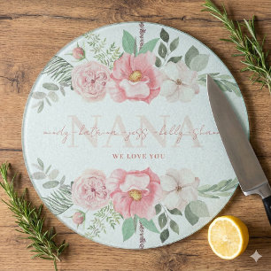 Nana Personalised Floral Cutting Board
