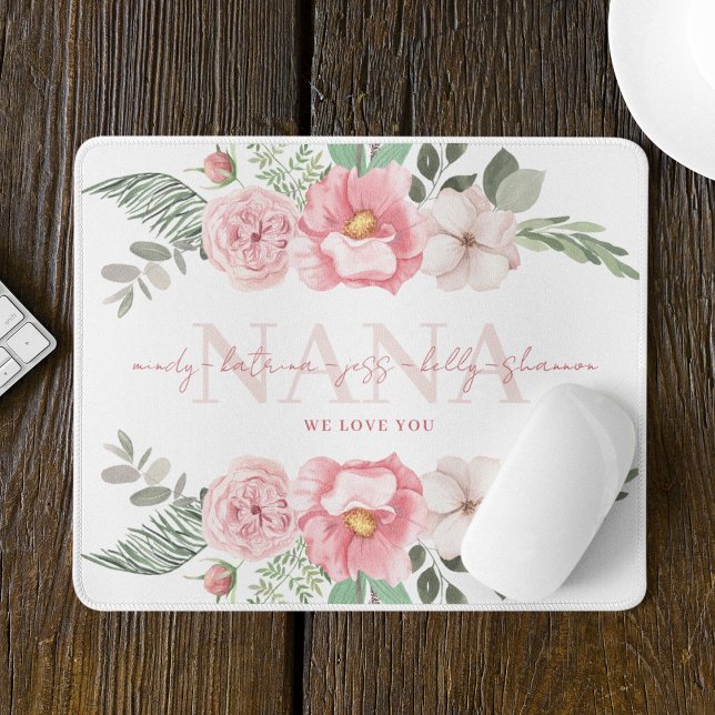 Nana Personalised Floral Mousepad (Celebrate your Nana with this personalized floral mouse pad! )