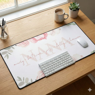 Nana Personalized Floral Desk Mat