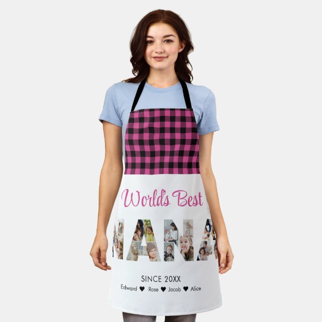 Nana Photo Collage Letter Cutout Grandma Picture Apron (Worn)