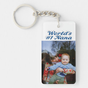 Nana photo sea blue text Mothers Day Key Ring