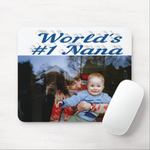 Nana photo sea blue text mouse pad