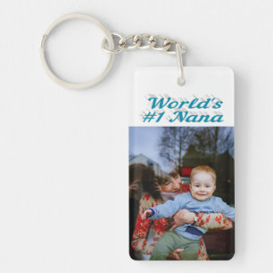 Nana photo sky blue text Mothers Day Key Ring