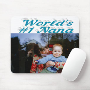 Nana photo sky blue text mouse pad