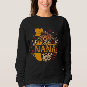 Nana Pumpkin Leopard Sunflower Halloween Sweatshirt