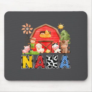Nana Red Farm Cow Birthday Boy Matching Family Par Mouse Pad