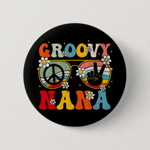 Nana Retro Matching Family 70s Grandma Mothers Day 6 Cm Round Badge