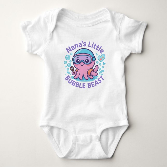 Nana’s Little Bubble Beast Cute Octopus Baby Bodysuit (Front)