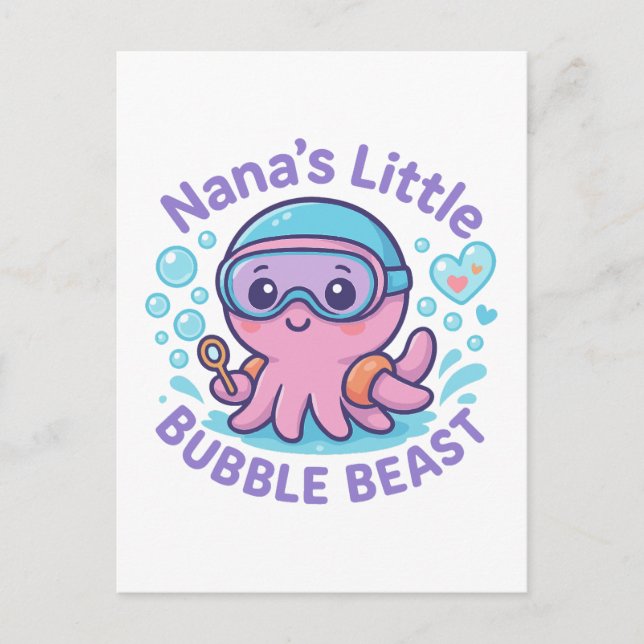 Nana’s Little Bubble Beast Cute Octopus Postcard (Front)