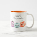 Nana’s Little Pumpkins Two-Tone Coffee Mug<br><div class="desc">Nana’s little pumpkins. Cute colourful watercolor pumpkin design for grandma - customisable with the names of three grandkids.</div>