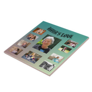 Nana’s Love Pastel Sunrise Photo Collage Design Ceramic Tile