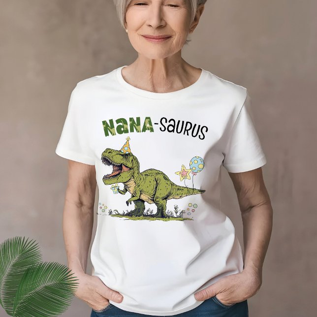 Nana-saurus Dinosaur Theme Fun Kids Birthday Party T-Shirt (Cute Nana-saurus dinosaur theme kids birthday party matching family t-shirt, T-Rex, grandma 3-Rex )