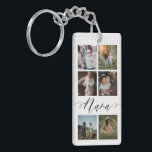 Nana Script | Grandchildren Photo Grid Collage Key Ring<br><div class="desc">A special and memorable photo collage keychain gift for grandma (Nana). The design features a six photo collage layout to display six of your own special photos. "Nana" is designed in stylish black script calligraphy. Send a memorable and special gift to your Nana that she'll cherish. Note: colours can be...</div>