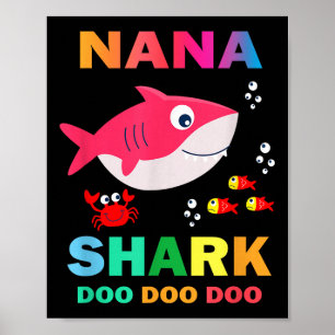 Nana Shark Shirt, Fathers Day Gift From Wife Son D Poster