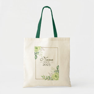 Nana Since Personalised Year Floral Handwritten Tote Bag