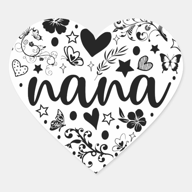 Nana Stickers, Nana Heart, Nana Sticker, Grandma Heart Sticker (Front)
