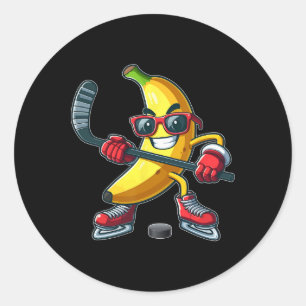 Nana Sungles Playing Hockey Funny Fruit Sport Play Classic Round Sticker