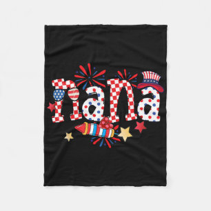 Nana Sungles Usa Flag Fireworks Patriotic 4th Of J Fleece Blanket