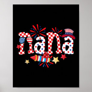 Nana Sungles Usa Flag Fireworks Patriotic 4th Of J Poster