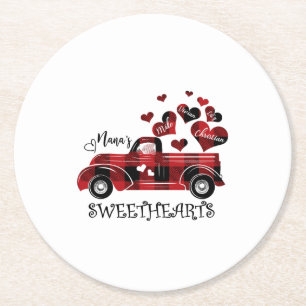 Nana Sweethearts Truck Mike Vivian Lily Christian Round Paper Coaster