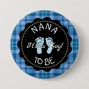 Nana to be Blue Plaid Baby Shower button