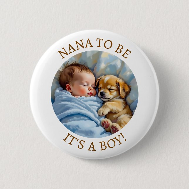 Nana to Be | Boy's Baby Shower 6 Cm Round Badge (Front)