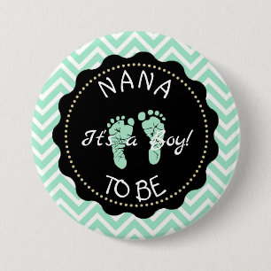 Nana to be Sage Green Chevron Baby Shower button