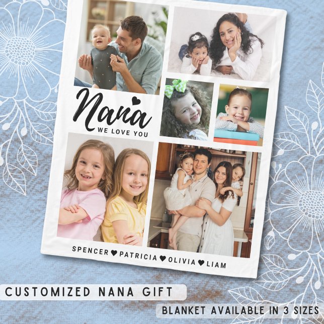 Nana We Love You Grandkids Names Photo  Collage Fleece Blanket (Nana We Love You Grandkids Names Photo Collage Fleece Blanket

)