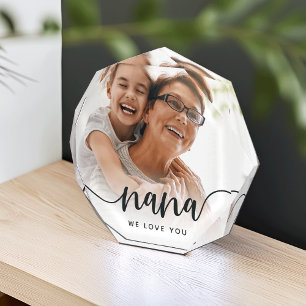 Nana We Love You   Grandma Script Overlay Photo Block