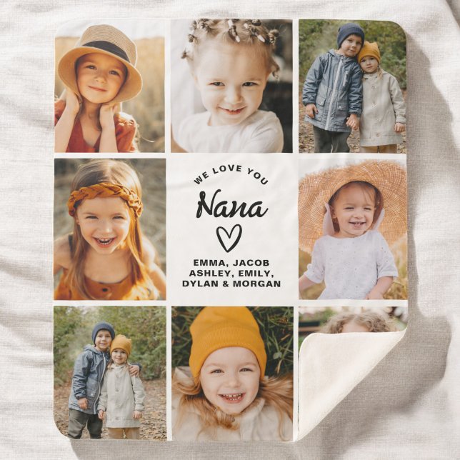 Nana We Love you Hearts Modern Photo Collage Sherpa Blanket (Creator Uploaded)