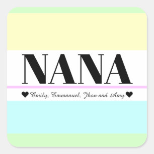 Nana with Grandchild's Name Square Sticker
