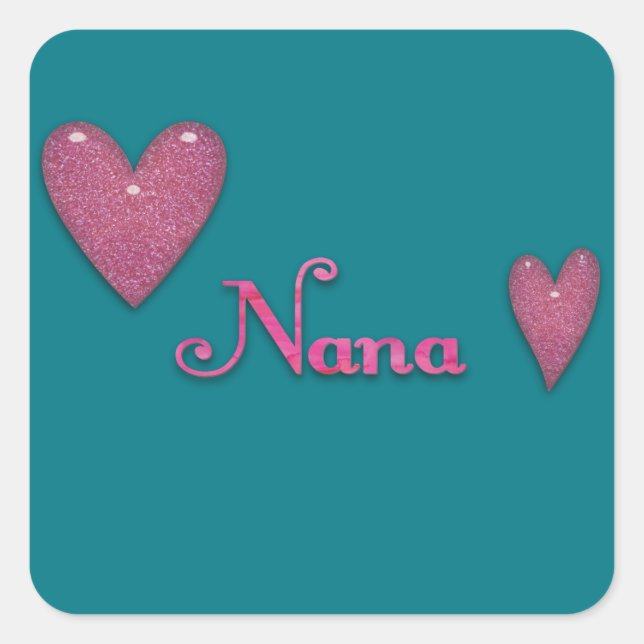 Nana with Hearts Square Sticker (Front)