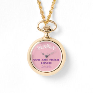 Nana You Are Loved Gift Script Necklace Watch