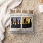 Nana You mean the world to us Cushion<br><div class="desc">- Beautiful nana pillow with customised images and kids' names. It will be a great idea gift for your grandma on any occasion such as birthday, mother's day, valentine's day, ... - Showing your love to your lovely grandma by giving her this pillow is a wonderful idea. - This pillow...</div>