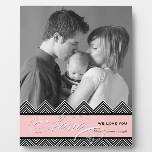 Nana Zig Zag Chevron Modern Personalised Photo Plaque (Front)