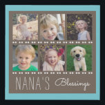 Nana's Blessings Photo Collage | Brown and Teal Faux Canvas Print<br><div class="desc">This wrapped canvas will make a heartfelt gift for any Nana. The design offers a 6 photo frame collage for pictures her grandchildren. The background colours are brown and teal. Custom text reads: Nana's Blessings</div>