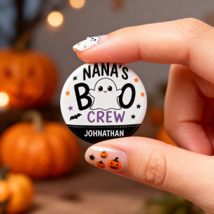 Nana's Boo Crew 1 Grandchild Name Halloween Ghost  3 Cm Round Badge