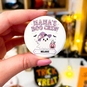 Nana's Boo Crew 1 Grandchild Name Halloween Ghost  3 Cm Round Badge