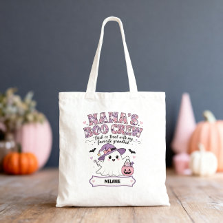 Nana's Boo Crew 1 Grandchild Name Halloween Ghost Tote Bag