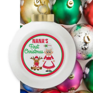 Nana's First Christmas Ceramic Ball Christmas Ornament
